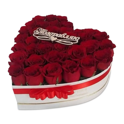 Красные розы в коробке сердце  — Цветы SFlower – доставка цветочных букетов в Хабаровске. У нас цветы можно купить или заказать с доставкой круглосуточно — 