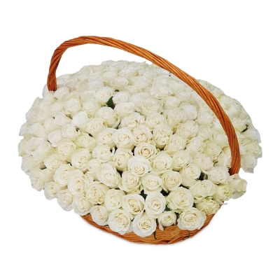 Белые розы в корзине — Цветы SFlower – доставка цветочных букетов в Хабаровске. У нас цветы можно купить или заказать с доставкой круглосуточно — 0e736a78