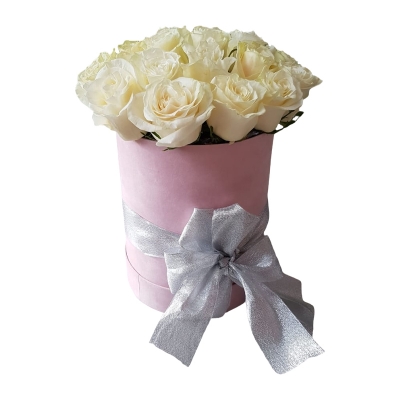 Розы в круглой коробке — Цветы SFlower – доставка цветочных букетов в Хабаровске. У нас цветы можно купить или заказать с доставкой круглосуточно — 