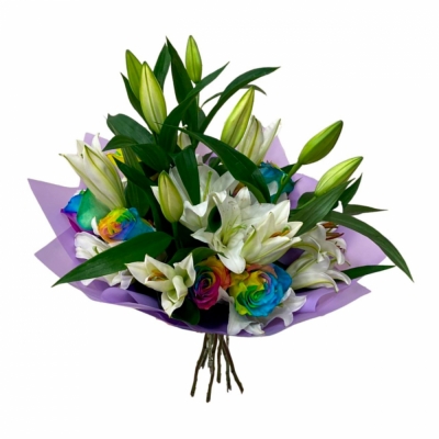 Радужный подарок — Цветы SFlower – доставка цветочных букетов в Хабаровске. У нас цветы можно купить или заказать с доставкой круглосуточно — 