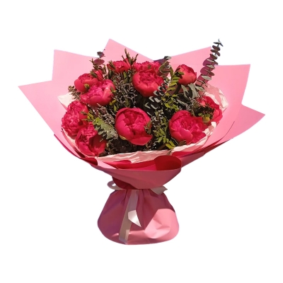 Букет из красных пионов — Цветы SFlower – доставка цветочных букетов в Хабаровске. У нас цветы можно купить или заказать с доставкой круглосуточно — 6703b2c3